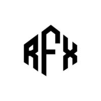 rfx brev logotyp design med polygon form. rfx polygon och kub form logotyp design. rfx hexagon vektor logotyp mall vita och svarta färger. rfx-monogram, affärs- och fastighetslogotyp.