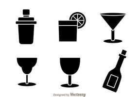 Schwarze Cocktail Icons vektor