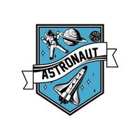 Retro-Vintage-Weltraum-Astronauten-Logo-Abzeichen-Design vektor