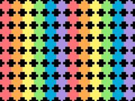 geometriska regnbåge seriefigur sömlösa mönster på svart bakgrund. pixel stil vektor