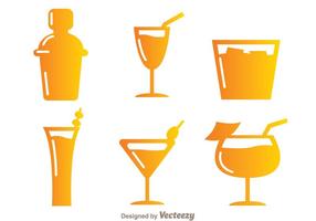 Farbverlauf Cocktail Icons vektor
