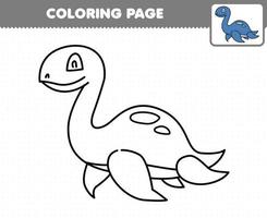 Bildungsspiel für Kinder Malvorlagen Cartoon prähistorischer Dinosaurier Plesiosaurier vektor