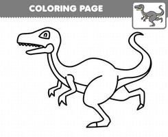 Bildung Spiel für Kinder Färbung Seite Cartoon prähistorischer Dinosaurier Velociraptor vektor