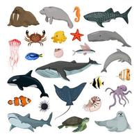 uppsättning marina djur vektor