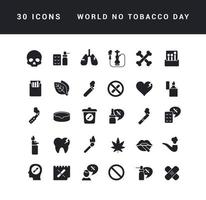 vektor enkla ikoner av världen ingen tobak dag
