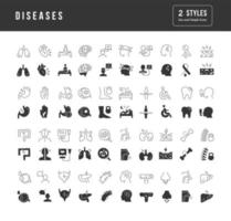 uppsättning enkla ikoner av sjukdomar vektor