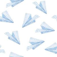akvarell seamless mönster med pappersflygplan. sött tryck på tillbaka till skolan-tema. vektor