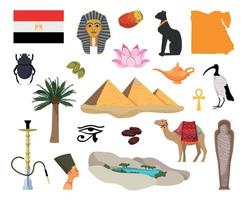 uppsättning egyptiska associativa illustrationer vektor