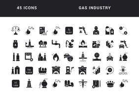 uppsättning enkla ikoner för gasindustrin vektor