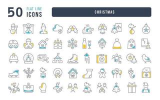 satz linearer ikonen von weihnachten vektor