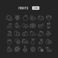 uppsättning linjära ikoner av frukter vektor