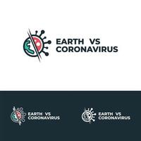 Erde gegen Coronavirus-Logo gesetzt vektor
