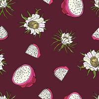 röd drakefrukt. frukt seamless mönster med pitahaya. design för tyg, textil, tapeter, förpackningar. vektor