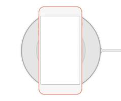 smartphone på trådlös laddare vektor