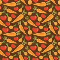 seamless mönster med handritad röda och gröna frukter, bär, grönsaker. vektor