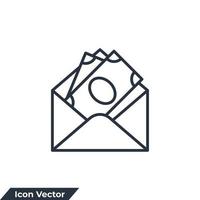Gehalt in Umschlag-Symbol-Logo-Vektor-Illustration. dollarscheine in umschlagsymbolvorlage für grafik- und webdesignsammlung vektor