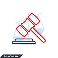 Registrierkasse-Symbol-Logo-Vektor-Illustration. Richterhammer-Symbolvorlage für Grafik- und Webdesign-Sammlung vektor
