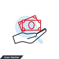 Geld auf der Hand-Symbol-Logo-Vektor-Illustration. Finanzsymbolvorlage für Grafik- und Webdesign-Sammlung vektor