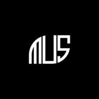 Mus-Brief-Logo-Design auf schwarzem Hintergrund. mus kreative Initialen schreiben Logo-Konzept. Mus-Brief-Design. vektor