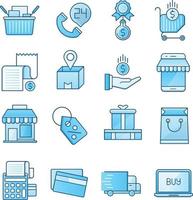 uppsättning vektor ikoner relaterade till handel. innehåller sådana ikoner som leverans, orderutcheckning, specialerbjudande och mer.
