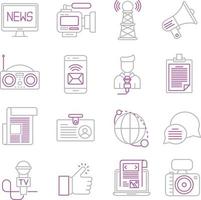 Reihe von Vektorsymbolen im Zusammenhang mit Nachrichten. enthält Symbole wie Journalist, Eilmeldungen, Interview und mehr. vektor