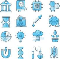 Reihe von Vektorsymbolen im Zusammenhang mit der Wissenschaft. enthält Symbole wie Archäologie, Chemie, Astronomie und mehr. vektor
