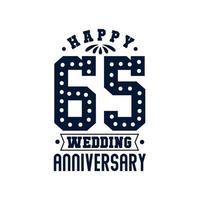 65-jähriges Jubiläum, glücklicher 65-jähriger Hochzeitstag vektor