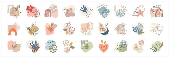 Sammlung moderner abstrakter Collagen für Social Media Design, Highlights, Geschichten, Postkarten, Poster. Vektorillustration im Doodle-Stil vektor