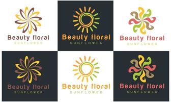 sonnenblumenlogo, sonnenstrahlen business logo design vektorvorlage vektor