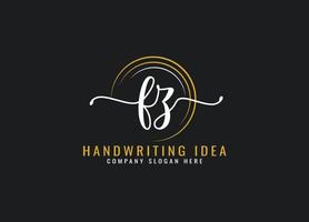 anfängliches fz-Buchstaben-Handschrift-Logo-Design vektor