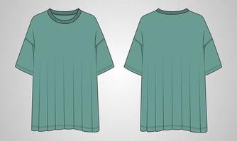 übergroße t-shirt tops bluse technische mode flache skizze vektor illustration vorlage für damen