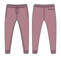 fleece tyg jogger sweatpants övergripande tekniska mode platt skiss vektor illustration mall