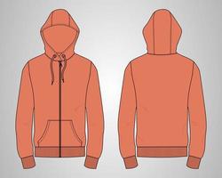 langarm hoodie technische mode flache skizze vektor illustration vorlage