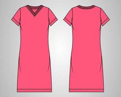 Langarm Slim Fit knielanges Kleid Design Vektor Illustration Vorlage für Damen.