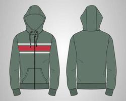 langarm hoodie technische mode flache skizze vektor illustration vorlage