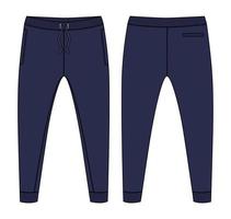 fleece tyg jogger sweatpants övergripande tekniska mode platt skiss vektor illustration mall