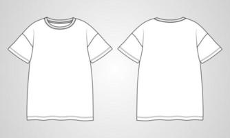 kortärmad t-shirt tekniskt mode platt skiss vektorillustration mall fram- och baksidan vektor