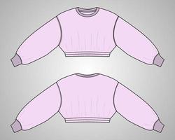 Langarm-Sweatshirt technische Mode flache Skizze Vektor Illustration Vorlage für Damen