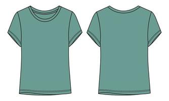 kurzärmliges t-shirt tops technische mode flache vektorillustrationsvorlage für damen vektor