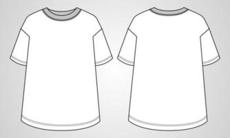 kurzärmliges t-shirt tops technische mode flache vektorillustrationsvorlage für damen vektor