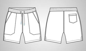 shorts byxor tekniska mode platt skiss vektor illustration mall