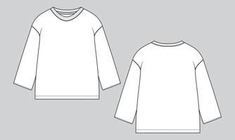 bomull fleece jersey långärmad sweatshirt mode platt skiss vektor illustration mall