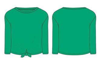 Langarm-T-Shirt übersteigt Vektor-Illustration rote Farbvorlage für Damen und Babys vektor