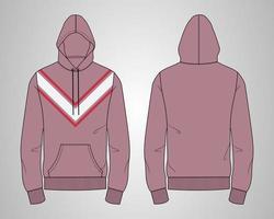 langarm hoodie technische mode flache skizze vektor illustration vorlage