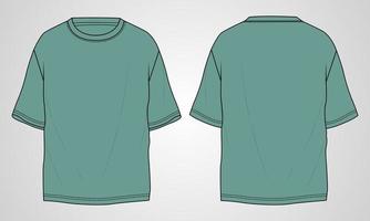 kurzärmliges übergroßes T-Shirt technische Modewohnungen skizzieren Vektorillustrationsvorlage für Herren und Jungen. vektor