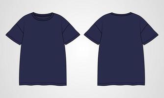 kortärmad t-shirt tekniskt mode platt skiss vektorillustration mall fram- och baksidan vektor