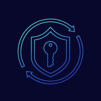Symbol für Cybersicherheit, Zugriff und Datenschutz mit Schild und Schlüssel vektor