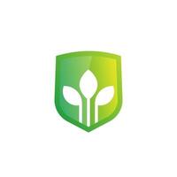 växtskydd vektor logotyp med grön sköld