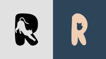 initiala bokstäver r cat logo designs bunt. vektor