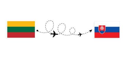 flug und reise von litauen in die slowakei mit dem reisekonzept des passagierflugzeugs vektor